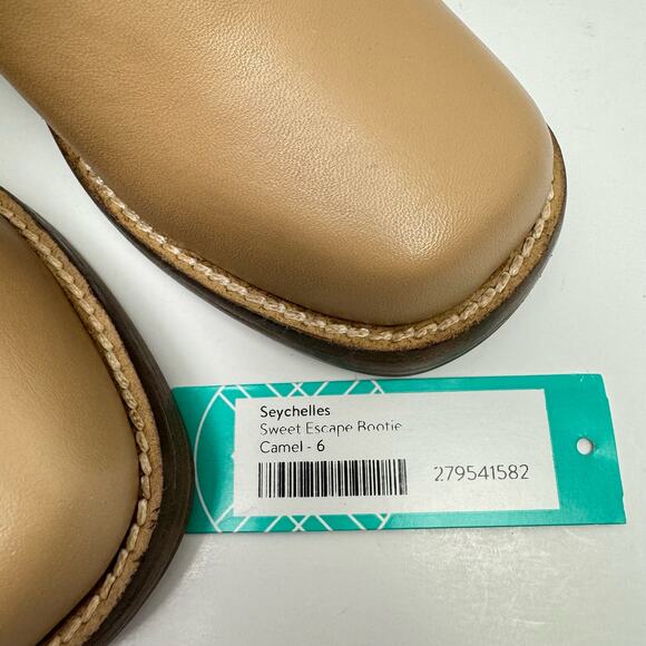 NEW Seychelles Sweet Escape Tan Leather Pull On Block Heel Square Toe Boots - Picture 12 of 14